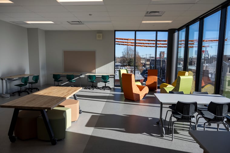A classroom space at the new AMY at James Martin School in Port Richmond. The $62 million middle school will open to students in January.