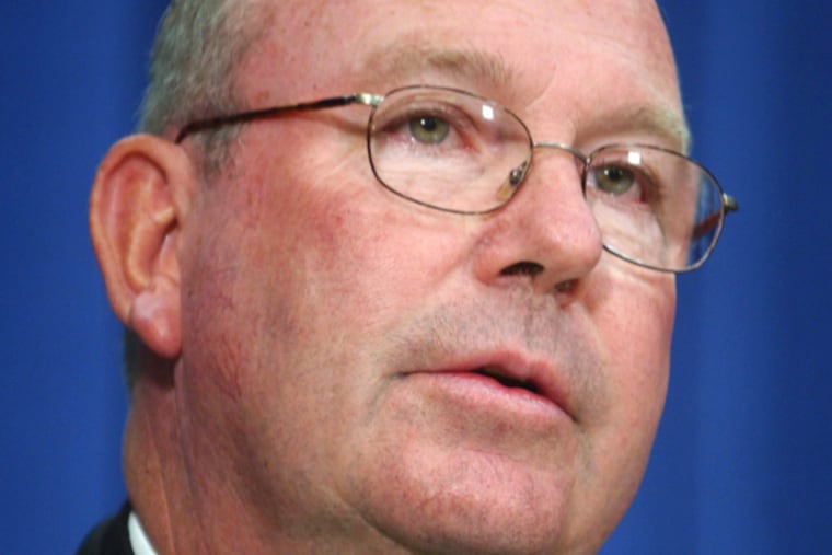 FILE - This June 8, 2004 file photo shows Monsignor Joseph P. McFadden in Philadelphia. Church officials say Bishop Joseph McFadden died unexpectedly Thursday morning, May 2, 2013 at a hospital in Philadelphia. (AP Photo/Jacqueline Larma, File)