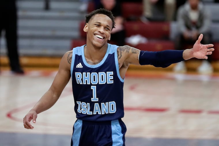 Fatts Russell smiled after hitting a three-point shot for Rhode Island at St. Joseph’s on Jan. 15, 2020.