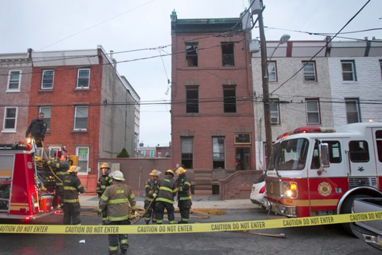 House fire at home of Maria D. Quinones-Sanchez at N. Hancock and
Diamond St. in Philadelphia on Friday. (ALEJANDRO A. ALVAREZ / STAFF PHOTOGRAPHER)