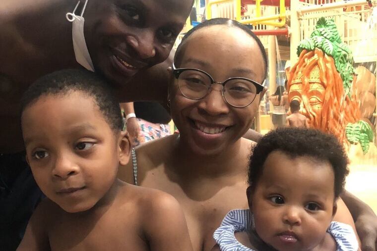 Kenneth and Tamara with children Kaston and Taalyn, celebrating Kaston's 4th birthday at Sahara Sam's.