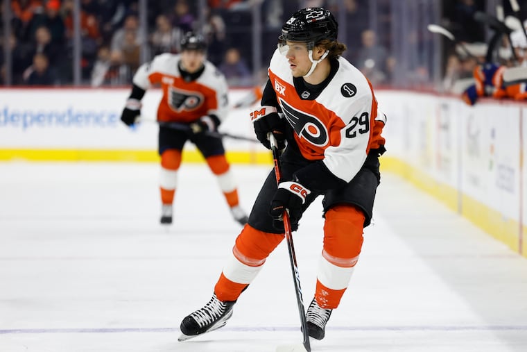 Flyers right wing Nikita Grebenkin signed a two-year deal on Thursday.