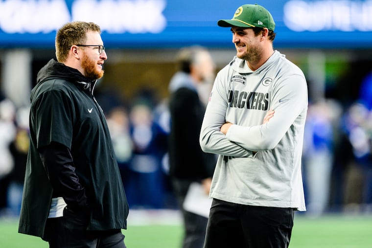 The long search at offensive coordinator ended when the Eagles hired Sean Mannion (right) on Thursday.