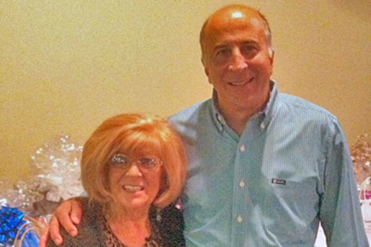 Philadelphia City Councilman Mark Squilla with his mother, Rose, at the Shooting Stars Fancy Brigade clubhouse, in the shadow of the Walt Whitman Bridge. (William Bender)