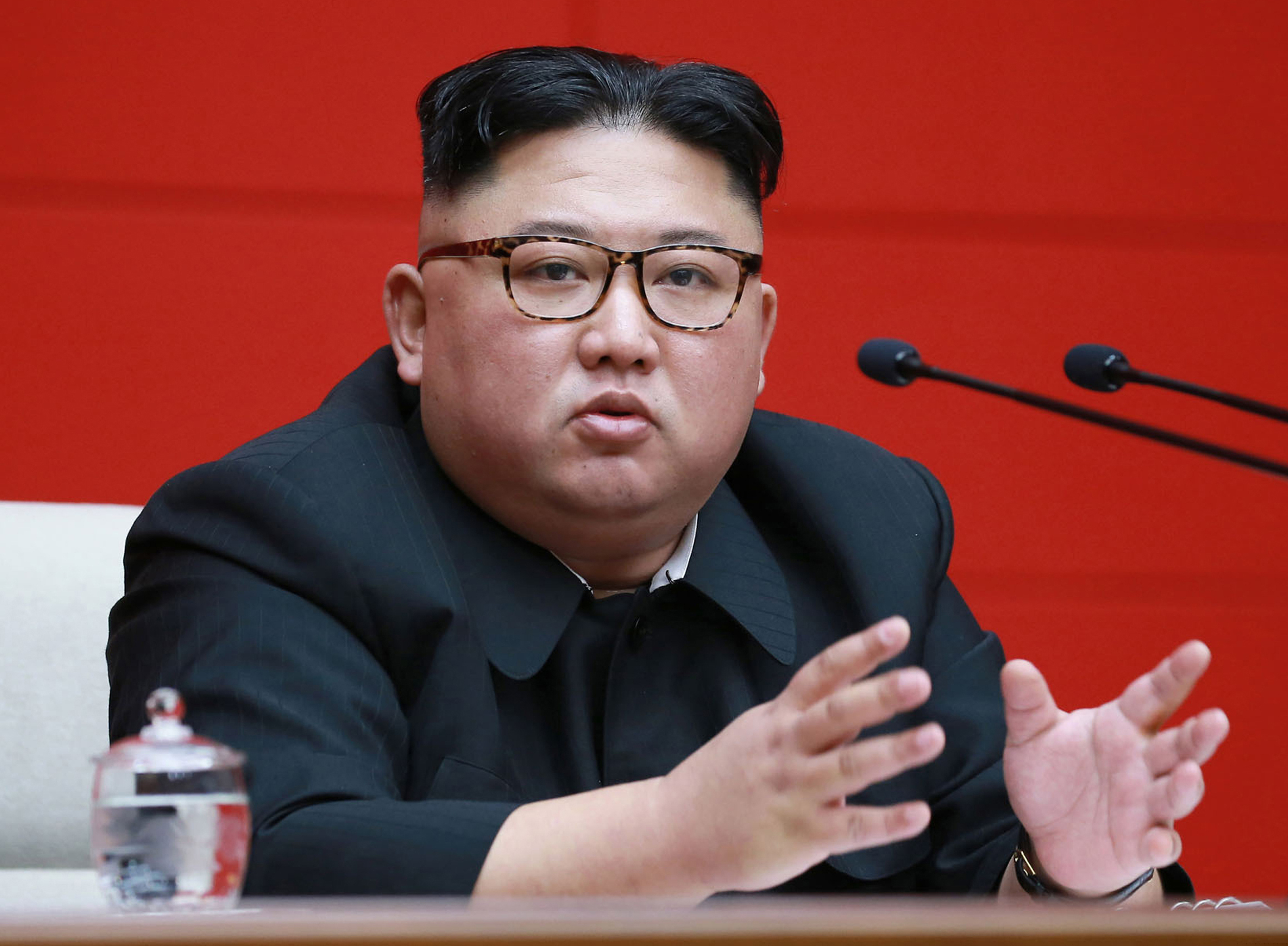In this April 10, 2019, file photo provided by the North Korean government, North Korean leader Kim Jong Un attends the 4th Plenary Meeting of the 7th Central Committee of the Workers' Party of Korea in Pyongyang.