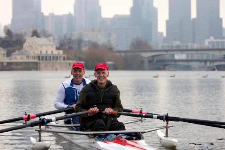 Paralyzed rower Fred Duling and his son Fred Jr. set out for a row on the Schuylkill River from the Malta boathouse. Photo Credit Sandor Ferenczy
