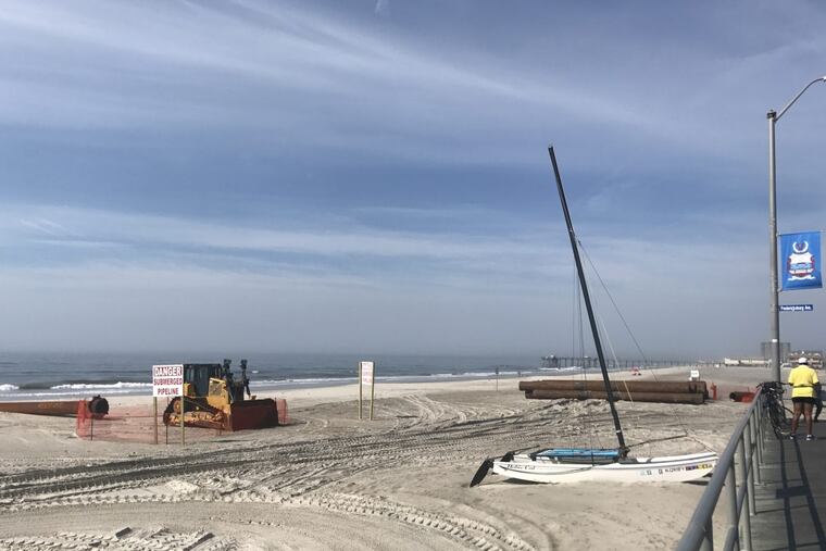 Equipment from Weeks Marine has arrived on the beach at the line between Ventnor and Margate.