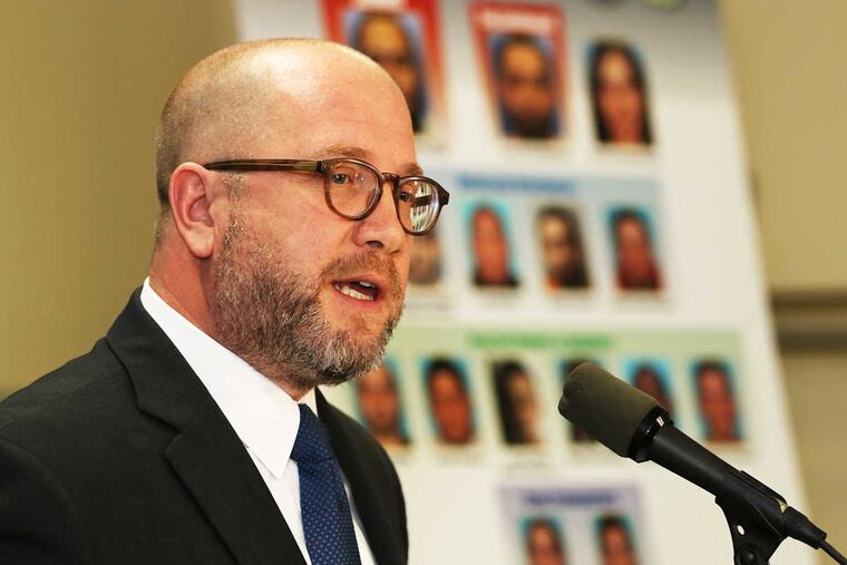 NJ Attorney General Christopher Porrino announces the take down of the biggest heroin and cocaine ring in Camden and North Philly at the Camden county Metro Police Department in Camden, NJ.