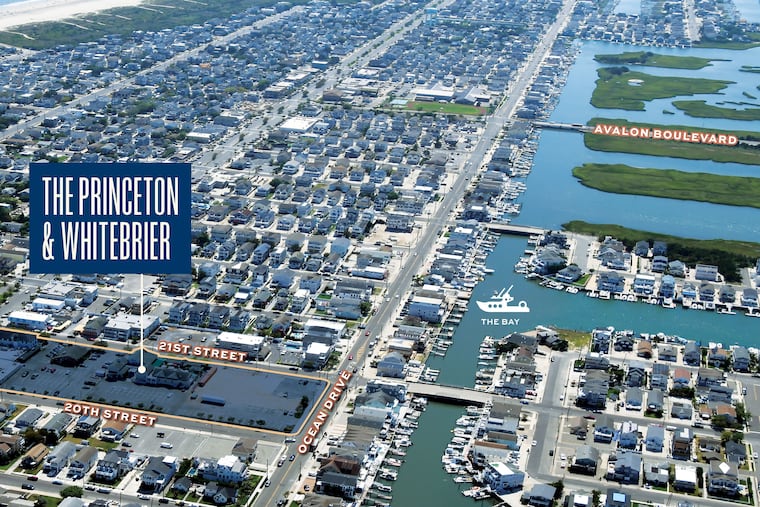 An aerial view of the property for sale in Avalon that includes the Princeton and Whitebrier bars and stretches from Dune to Ocean Drives, 20th to 21st Street. Buyers are expected to come in with bids around $65 million.