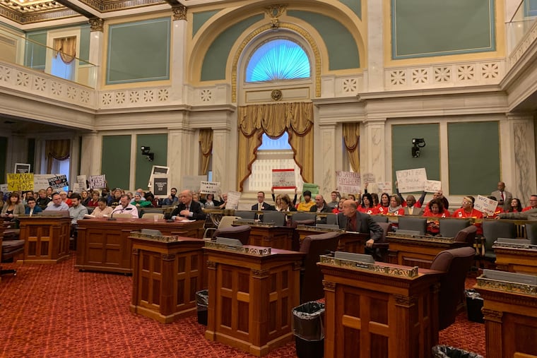 Dozens of residents pack Philadelphia City Council's chambers on Monday for a hearing on legislation that would essentially block supervised injection sites.