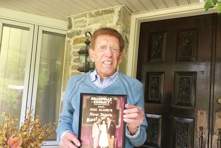 Gene Kolber, former emcee of Notre Dame Bandstand, outside his Dresher home. Daily News Staff / Bill Bender