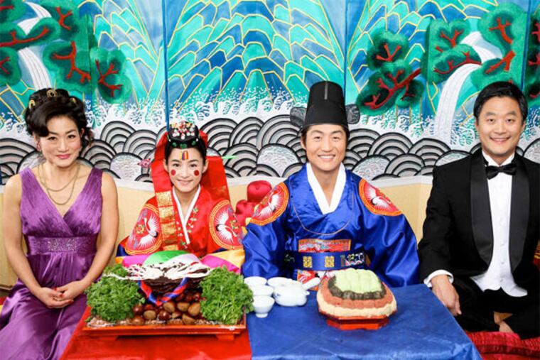 "Wedding Palace" stars (from left) Jean Yoon, Hye-jeong Kang, Brian Tee, and Stephen Park. Director Christine Yoo pulls out all the cutesy stops, but the film fails to deliver on its promise.