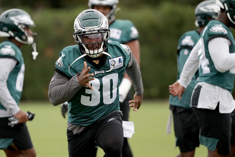 Eagles’ Corey Clement is one of a handful of running backs currently vying for a scarce number of roster spots.