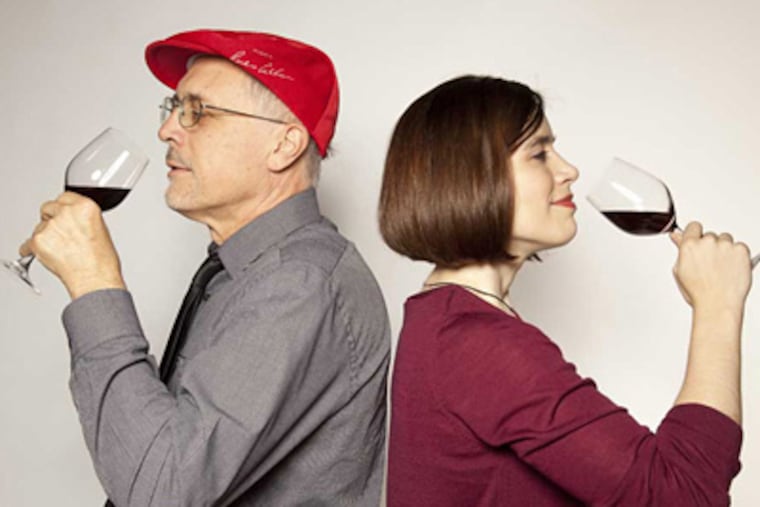 He doesn't know a cab from a pinot, so she is there to help.