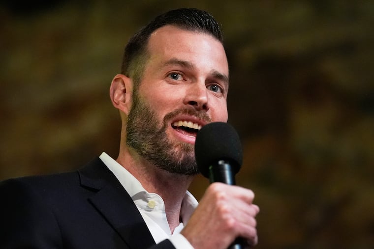 Republican Clay Fuller speaks during an election night watch party after winning a special election for Georgia's 14th Congressional District, Tuesday, April 7, 2026, in Ringgold, Ga.
