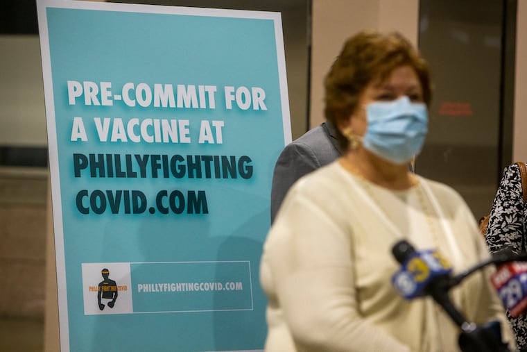 Dr. Caroline Johnson, deputy health commissioner of the Philadelphia Department of Public Health, makes a statement during press conference at Pennsylvania Convention Center for the opening of the vaccination site for Philly Fighting COVID on Jan. 8.