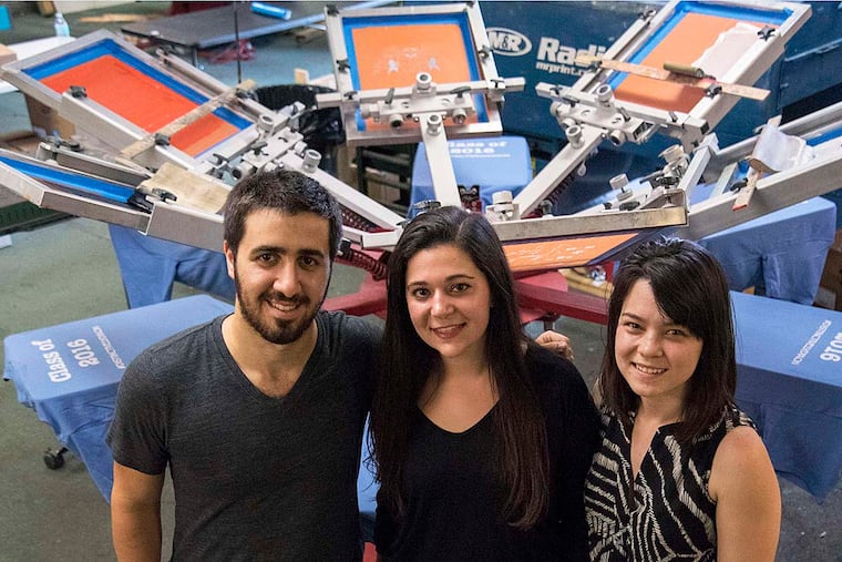 Josh Arbit (left), co-owner of Fresh Prints , Melanie Weinsten, and Jolijt Tamanaha, chief marketing officer.