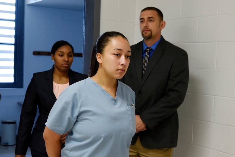 File- This May 23, 2018, file photo shows Cyntoia Brown, entering her clemency hearing at Tennessee Prison for Women in Nashville, Tenn. Tennessee Gov. Bill Haslam on Monday, Jan. 7, 2019, granted executive clemency to Brown, serving a life sentence for murder who says she was a victim of sex trafficking. The outgoing Republican governor, whose term ends in just two weeks, chose to show mercy to the now-30-year-old Brown by releasing her Aug. 7. (Lacy Atkins /The Tennessean via AP, Pool, File)