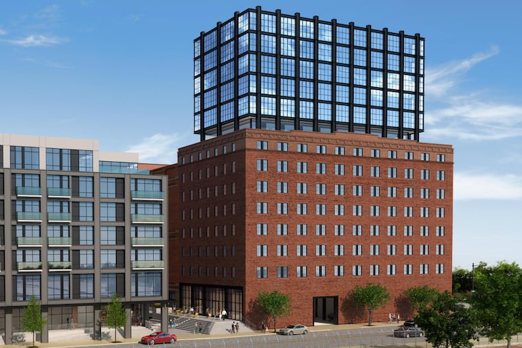 A rendering of the proposed five-story addition to the historical warehouse at 500 N. Columbus Blvd.