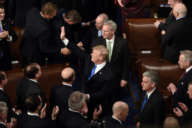 President Donald Trump delivers his first State of the Union address before a joint session of Congress on Capitol Hill in Washington, D.C., on Tuesday, Jan. 30, 2018.