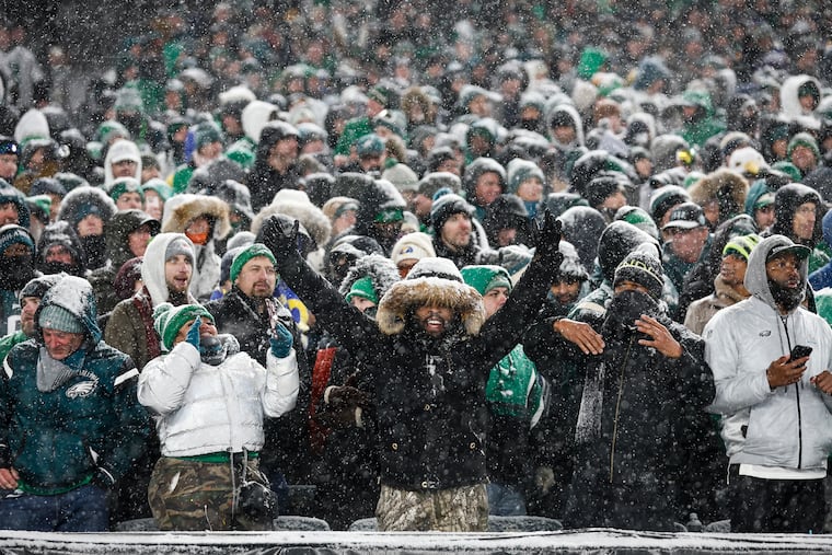 Philadelphia Eagles fans cheer during the NFC divisional playoff at Lincoln Financial Field on Sunday, Jan. 19, 2025 in Philadelphia. The Philadelphia Eagles defeated the Los Angeles Rams 28 to 22.