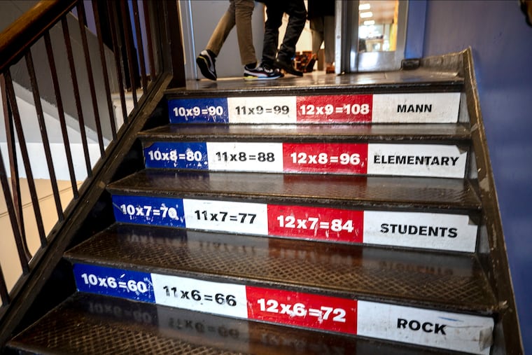 The stairway at Mastery Charter School Mann campus.