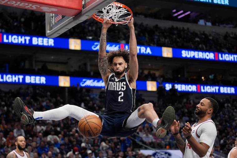 Dallas Mavericks center Dereck Lively II dunking against the Los Angeles on Dec. 21.