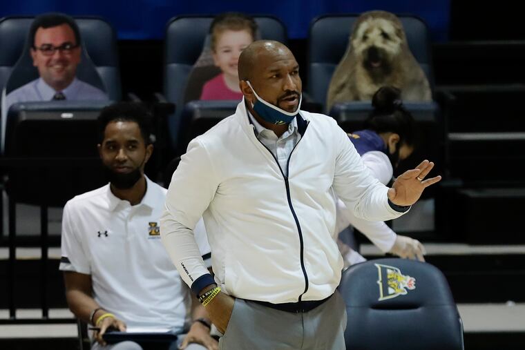 La Salle Head Coach Ashley Howard signals to his team against Drexel on Dec. 12. Howard was ejected in the first half of Tuesday night's 86-73 loss to St. Bonaventure.