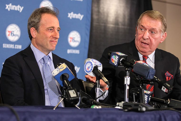 Sixers owner Josh Harris (left) and Jerry Colangelo.