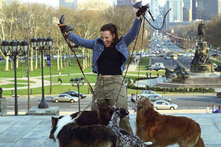 Toni Collette gives the dogs a Rocky-like experience atop the Art Museum steps in the 2005 movie "In Her Shoes."