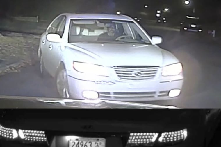 Authorities are searching for this light-colored vehicle featuring a wheelchair icon on the license plate that they said fled the area of a fatal home invasion in Lower Merion early Sunday morning.