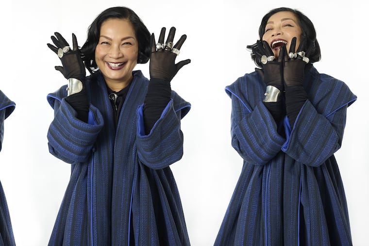 Kalaya's chef Chutatip "Nok" Suntaranon poses in Lobo Mau's exclusive Pom jacket. The acclaimed chef collaborated with local designer Nicole Haddad for an updated version of the museum gift shop worthy jacket. Styled by Nicole Haddad and Miranda Martel; jewelry by Feast and Forge and Finish; shoes by Elena Brennan; Hair and makeup by Tarah Yoder.