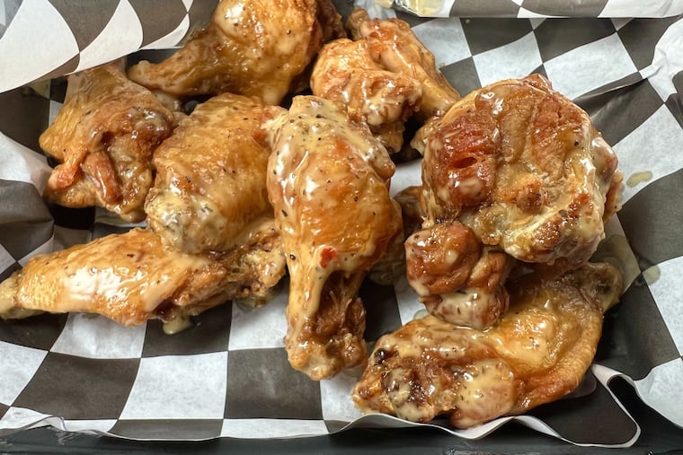 Garlic parm wings at Hunt's Annex.