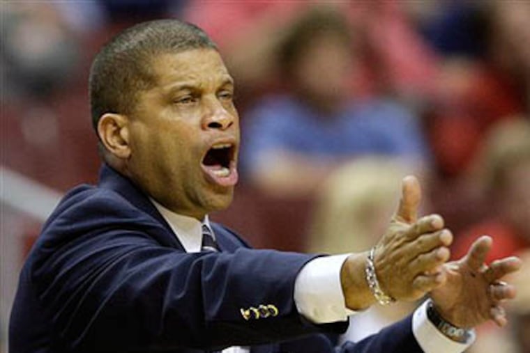 76ers coach Eddie Jordan directs his team in the second half of a preseason NBA basketball game against the New Jersey Nets, Friday, Oct. 9, 2009, in Philadelphia. The Sixers won, 93-92. (AP Photo / Matt Slocum)