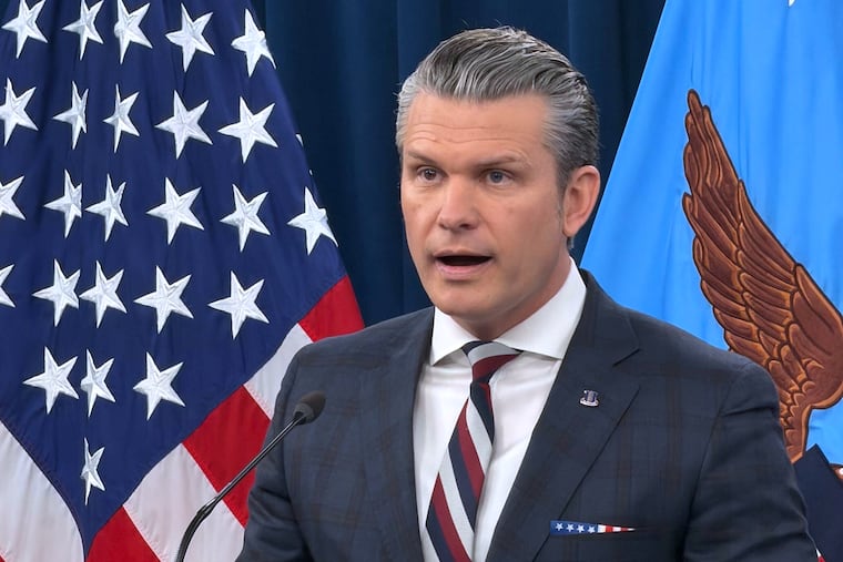 Defense Secretary Pete Hegseth speaks during a press briefing at the Pentagon, Wednesday, March 4, 2026, in Washington.