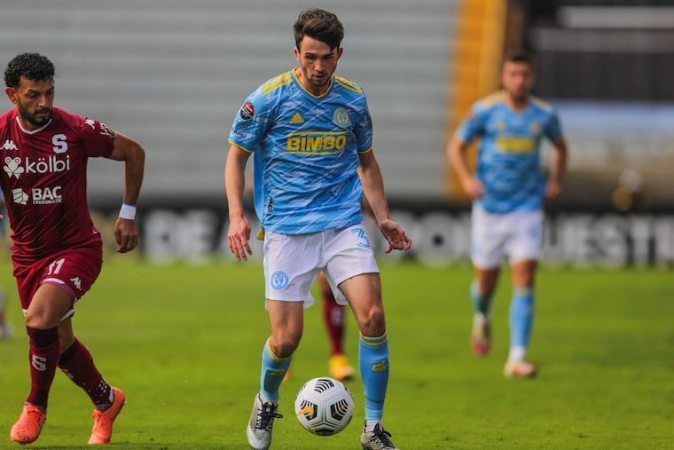 Leon Flach on the ball during his Union debut in the Concacaf Champions League win over Saprissa on Wednesday.