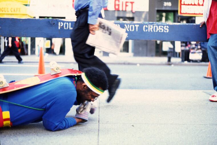 Pope.L, The Great White Way, 22 miles, 9 years, 1 street (Whitney version), 2001.