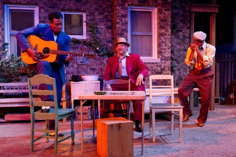 August Wilson's "Seven Guitars" is at People's Light & Theatre to Oct. 7, with (from left) Morocco Omari, Brian Anthony Wilson, and Francois Battiste.