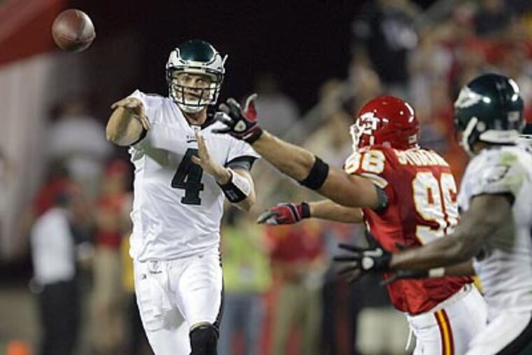 "That wasn't quite as sharp as we would have liked it, for sure," Kevin Kolb said of the offense. (Yong Kim/Staff Photographer)