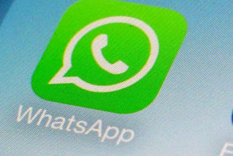 The WhatsApp icon on a smartphone in New York.