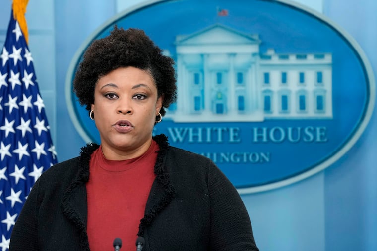 Office of Management and Budget director Shalanda Young speaks about the possible government shutdown during the daily briefing at the White House in September.