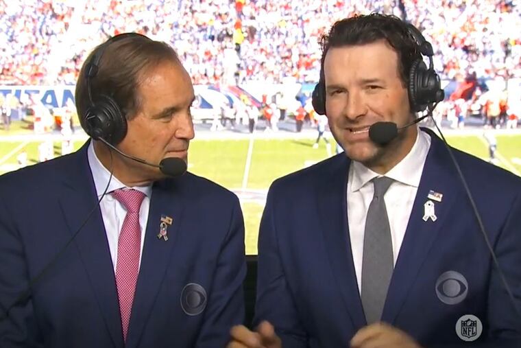 Jim Nantz and Tony Romo, the top NFL broadcast team on CBS, will call Eagles-Patriots on Sunday at Lincoln Financial Field.