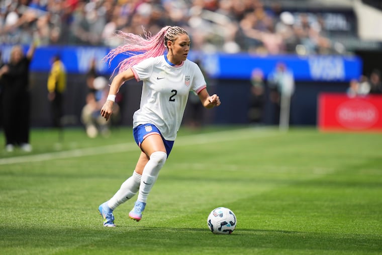 Trinity Rodman in action for the U.S. women's soccer team in April, the last time she played for the squad.