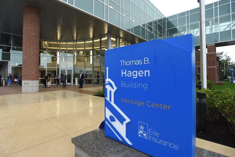 The Thomas B. Hagen Building at Erie Indemnity is shown in this 2021 file photo.