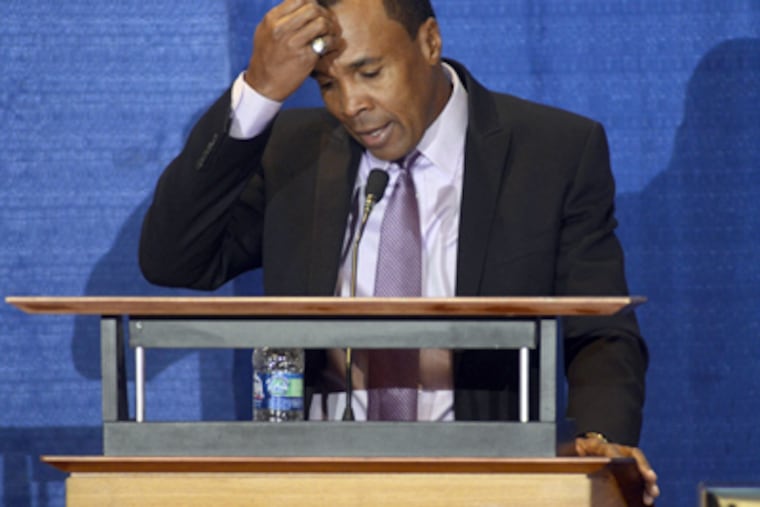 "I'm going to be the poster child," Sugar Ray Leonard said. "I'm going to speak up. And speak out." (Ralph Wilson / Associated Press)