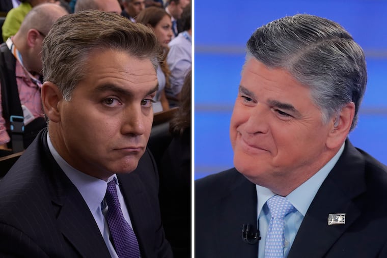 CNN reporter Jim Acosta (left) blasted Fox News host Sean Hannity as a "propagandist for profit."