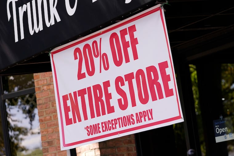 This Oct. 1, 2020 photo shows a sale sign is posted outside a store in Nashville, Tenn. New rules last month prioritized PPP funds for very small (fewer than 20 employee) businesses from Small Business Administration lenders. (AP Photo/Mark Humphrey)