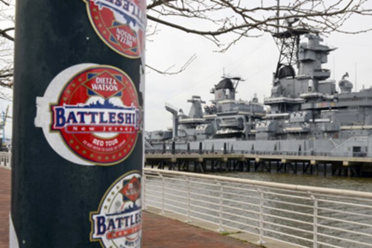 USS New Jersey on the Camden waterfront, where it is open for tours. A nonprofit wants to relocate it near the Statue of Liberty. (Tom Gralish / Staff Photographer)