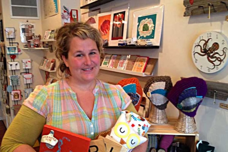 Elissa Kara is an artist and owner of Nice Things Handmade, a boutique gallery in South Philadelphia that sells works of mostly local artisans.
Credit: Michael Hinkelman/Daily News Staff