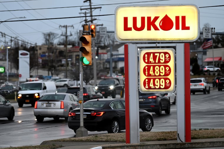 A gas station on Ridge Pike in Conshohocken offers their product for $4.79 for self-serve regular unleaded; $4.89 for plus; and $4.99 for premium Mar. 7, 2022. The average price of gasoline in the Philadelphia area rose overnight to $4.30 a gallon, according to AAA, up 51 cents this week as Russia’s invasion of Ukraine continues to impact global energy prices.